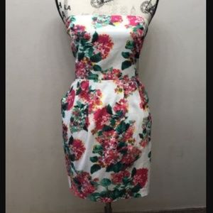 Zara basic floral stretch strapless white I225:5:7